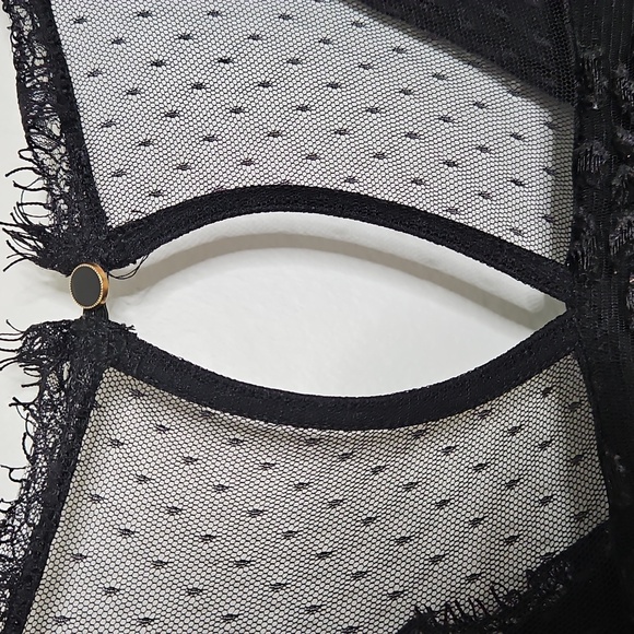 Black Lace And Mesh Blouse With Bell Sleeves Y2K Witchy‎ Festival Size Medium - Picture 11 of 16